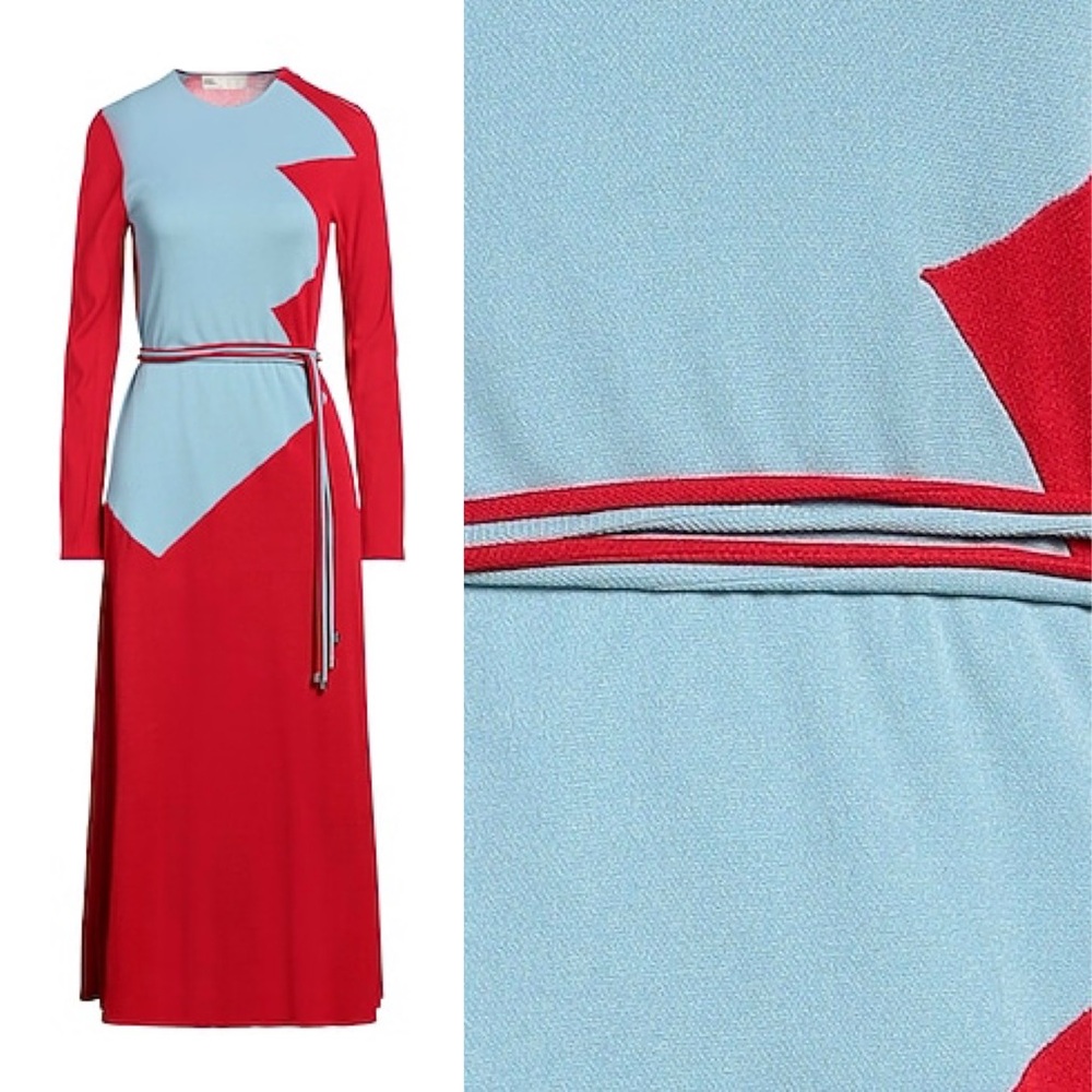 Tory Burch Runway Colorblock Honeycomb Jersey Midi Dress Size 6 - Picture 4 of 15